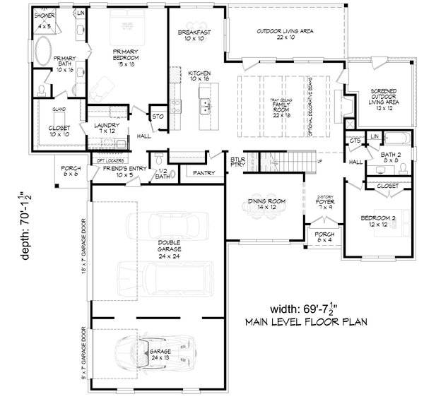 Farmhouse Floor Plan - Main Floor Plan #932-1101