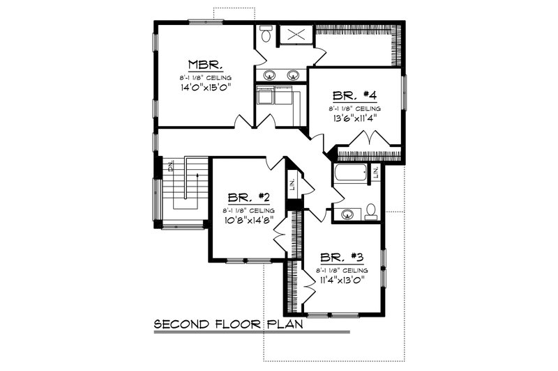 Dream House Plan - Floor Plan - Upper Floor for Modern House Plan #70-1465 - 4 bed, 2.5 bath