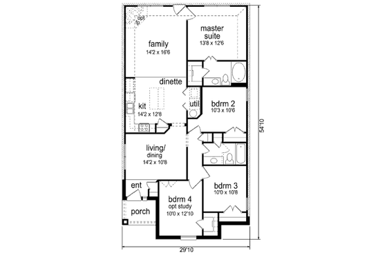 Floor Plan - Main Floor for Cottage House Plan #84-453 - 2 bed, 0 bath