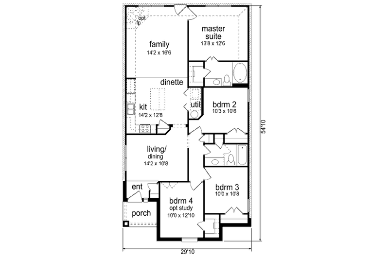 Home Plan - Floor Plan - Main Floor for Cottage House Plan #84-453 - 2 bed, 0 bath