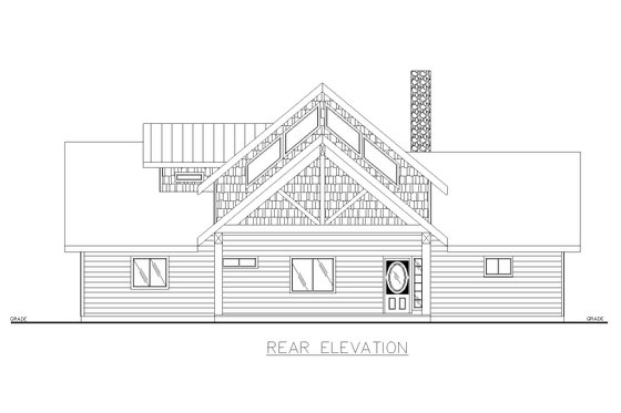 Exterior - Rear Elevation for Craftsman House Plan #117-900 - 2 bed, 3 bath
