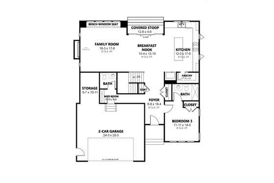 Floor Plan - Main Floor for Contemporary House Plan #1080-15 - 3 bed, 3.5 bath