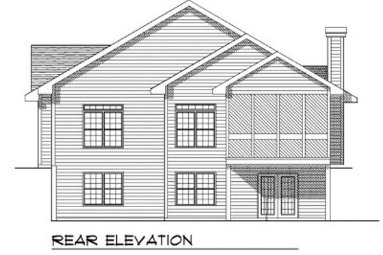 Exterior - Rear Elevation for European House Plan #70-754 - 3 bed, 3 bath