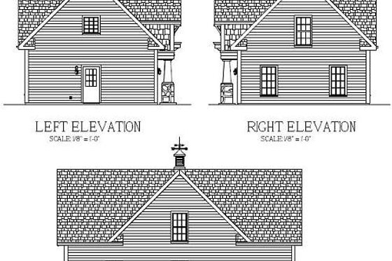 Exterior - Rear Elevation for Craftsman House Plan #56-553 - 1 bed, 1 bath