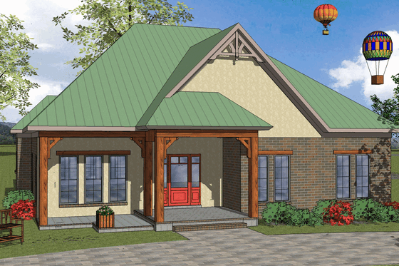 Exterior - Front Elevation for Southern House Plan #8-243 - 3 bed, 2 bath