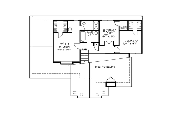 Floor Plan - Upper Floor for Modern House Plan #320-477 - 2 bed, 2.5 bath