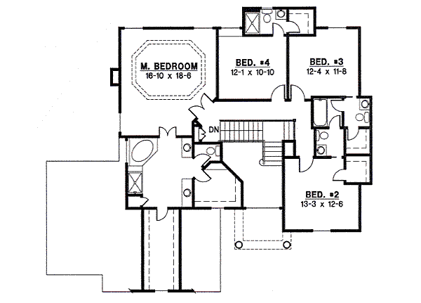 Traditional Floor Plan - Upper Floor Plan #67-803
