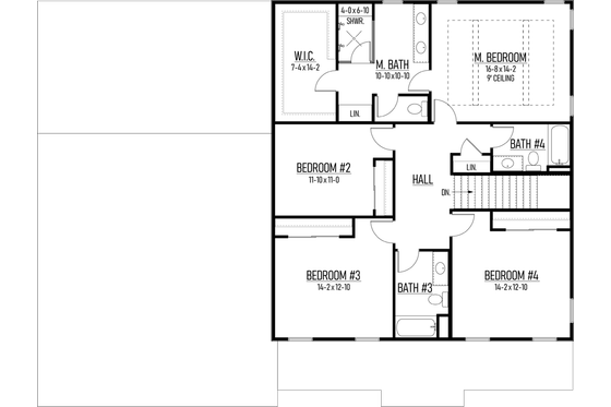 Floor Plan - Upper Floor for Barndominium House Plan #1093-9 - 4 bed, 3.5 bath