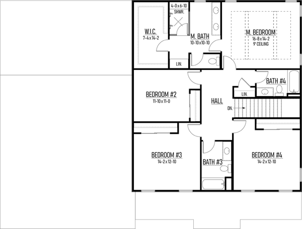 Architectural House Design - Floor Plan - Upper Floor for Barndominium House Plan #1093-9 - 4 bed, 3.5 bath