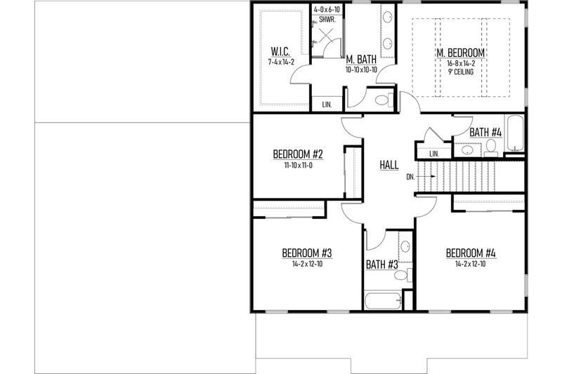 Architectural House Design - Floor Plan - Upper Floor for Barndominium House Plan #1093-9 - 4 bed, 3.5 bath