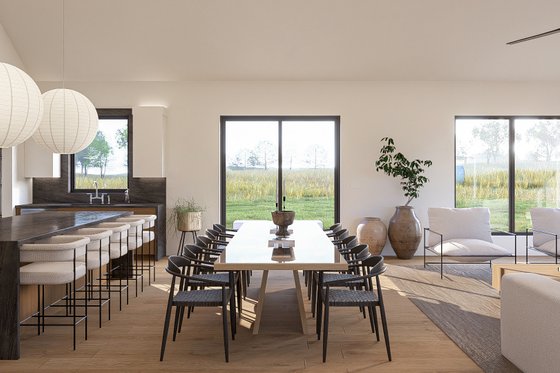 Interior - Dining Room for Barndominium House Plan #455-406 - 3 bed, 2 bath