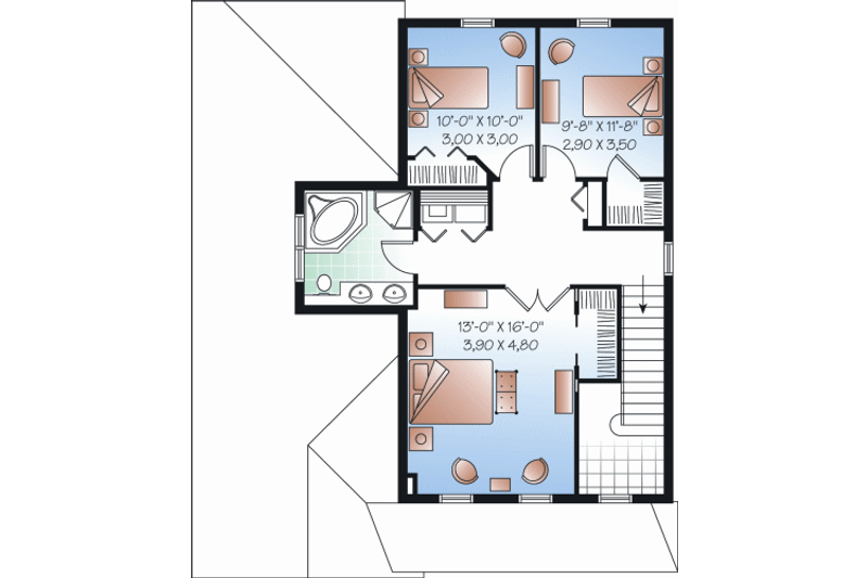Dream House Plan - Floor Plan - Upper Floor for Country House Plan #23-2258 - 3 bed, 1.5 bath