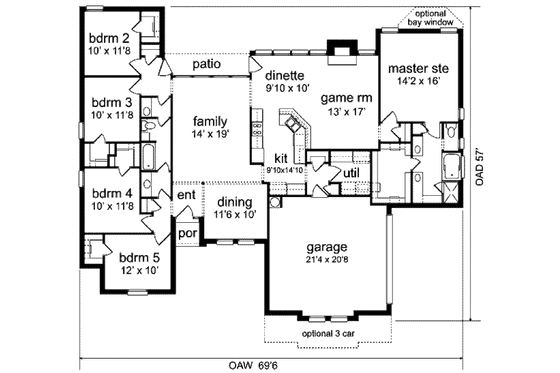 Floor Plan - Main Floor for Traditional House Plan #84-141 - 5 bed, 2 bath