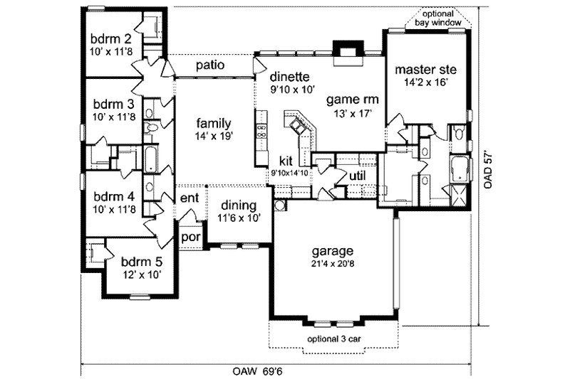 Home Plan - Floor Plan - Main Floor for Traditional House Plan #84-141 - 5 bed, 2 bath