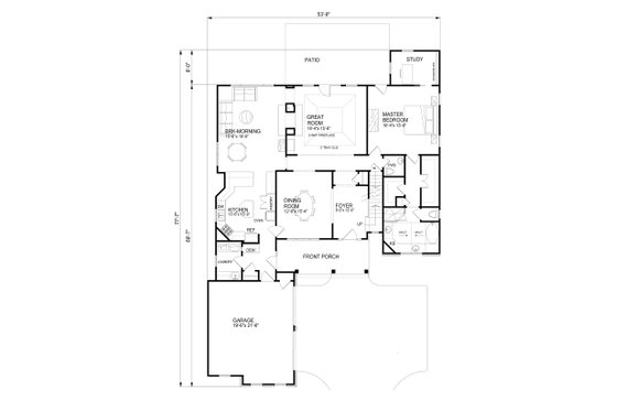 Floor Plan - Main Floor for Colonial House Plan #30-343 - 4 bed, 3.5 bath