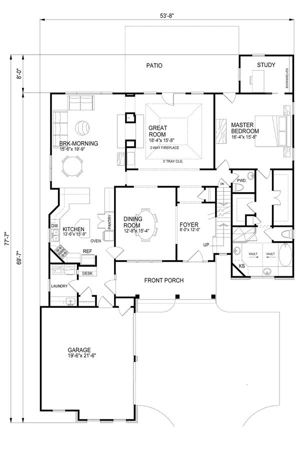 Architectural House Design - Country Floor Plan - Main Floor Plan #30-343