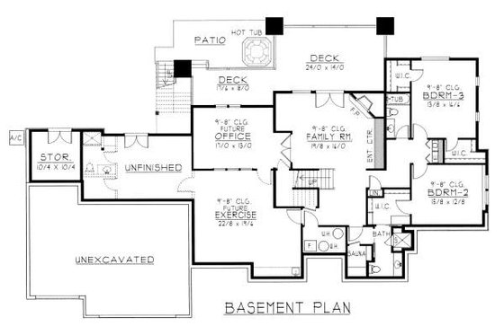 Floor Plan - Lower Floor for Craftsman House Plan #112-145 - 4 bed, 3.5 bath