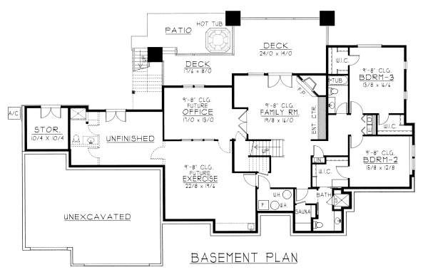 Craftsman Floor Plan - Lower Floor Plan #112-145