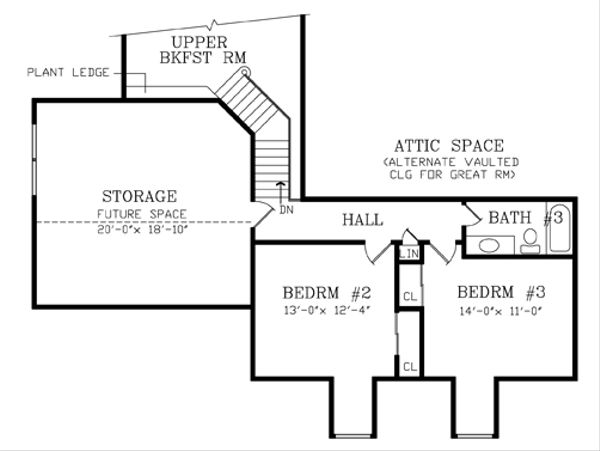 Southern Floor Plan - Upper Floor Plan #456-4