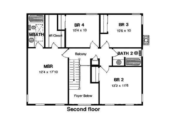 Colonial Floor Plan - Upper Floor Plan #316-123