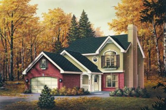 Exterior - Front Elevation 3 for Traditional House Plan #57-177 - 3 bed, 2.5 bath