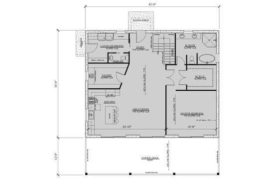 Floor Plan - Main Floor for Modern House Plan #123-126 - 2 bed, 2.5 bath
