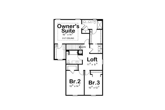 Floor Plan - Upper Floor for Farmhouse House Plan #20-2427 - 3 bed, 2.5 bath