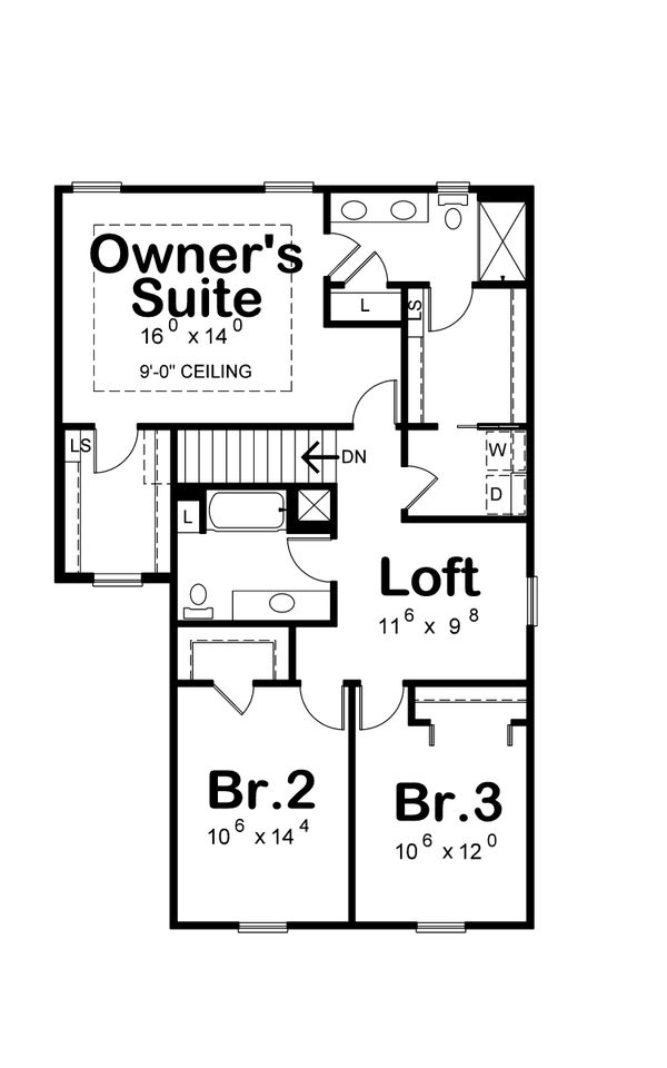 Farmhouse Floor Plan - Upper Floor Plan #20-2427