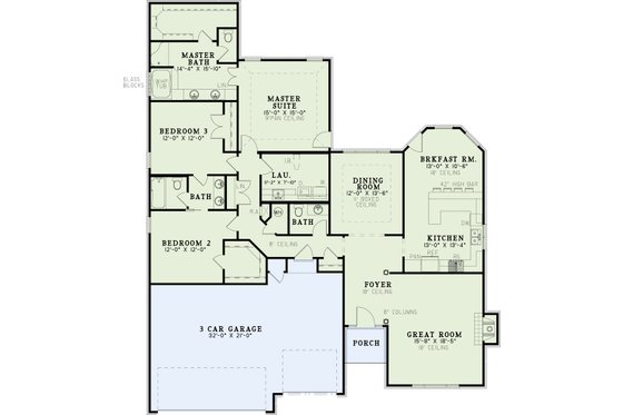 Floor Plan - Main Floor for Country House Plan #17-2707 - 3 bed, 2 bath