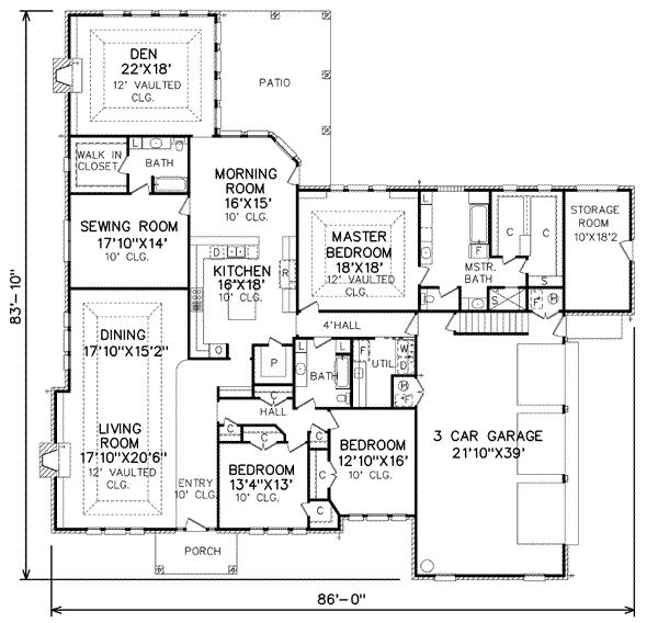 Traditional Floor Plan - Main Floor Plan #65-213