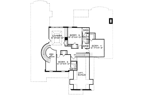 Floor Plan - Upper Floor for European House Plan #141-114 - 4 bed, 4.5 bath