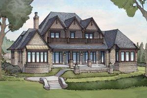 Exterior - Rear Elevation for European House Plan #928-3 - 5 bed, 6 bath