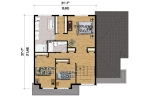 Floor Plan - Upper Floor 1 for Contemporary House Plan #25-4280 - 3 bed, 2 bath
