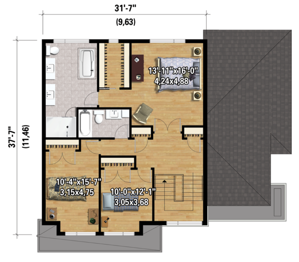 Architectural House Design - Contemporary Floor Plan - Upper Floor Plan #25-4280