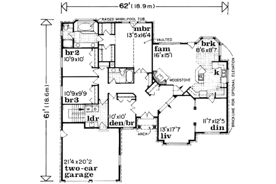 Floor Plan - Main Floor for Traditional House Plan #47-614 - 3 bed, 2 bath