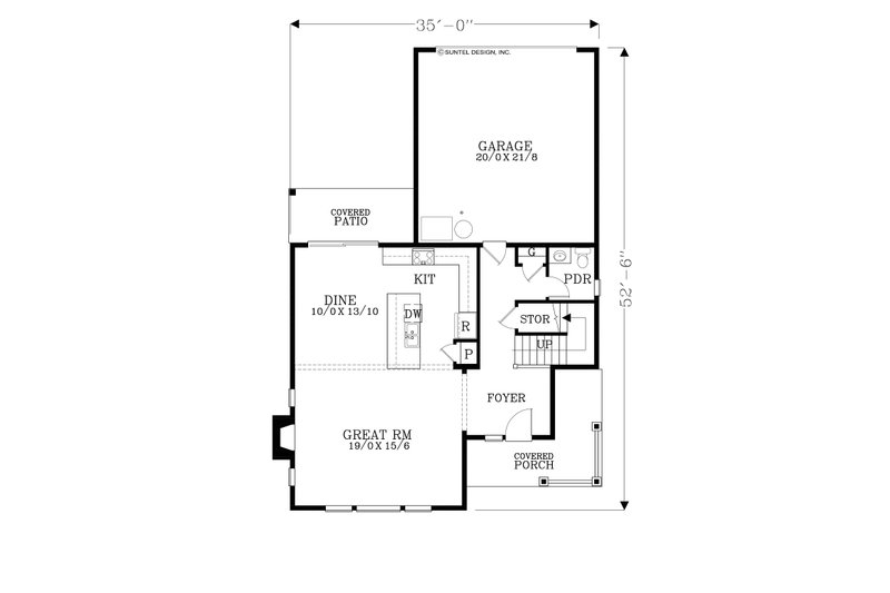 Home Plan - Floor Plan - Main Floor for Craftsman House Plan #53-742 - 4 bed, 2.5 bath
