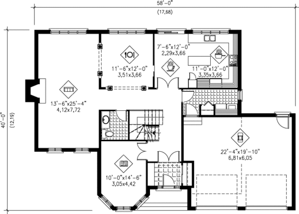 European Floor Plan - Main Floor Plan #25-4245