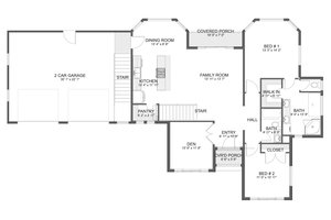 Floor Plan - Main Floor for European House Plan #1060-468 - 2 bed, 2 bath