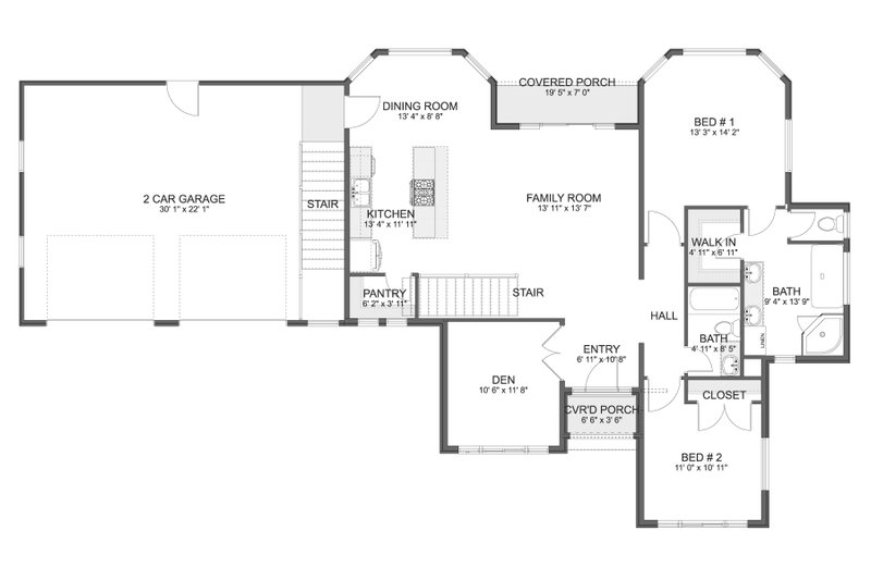 Dream House Plan - Floor Plan - Main Floor for European House Plan #1060-468 - 2 bed, 2 bath