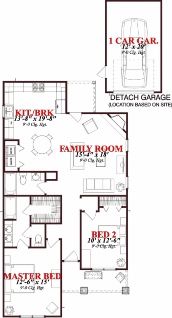 Cottage Floor Plan - Main Floor Plan #63-144