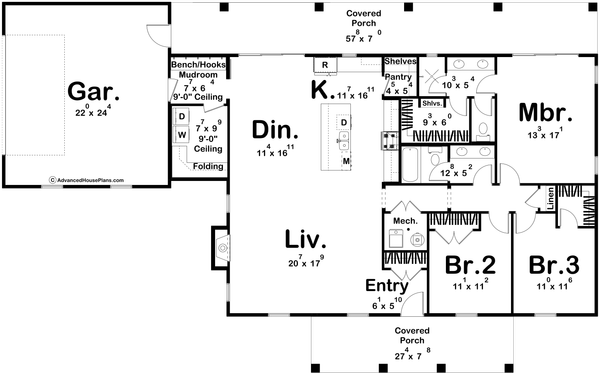 Dream House Plan - Colonial Floor Plan - Main Floor Plan #455-491