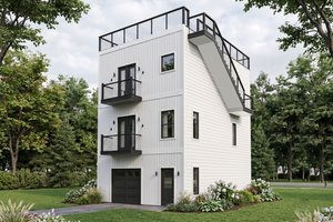 House Blueprint - Exterior - Front Elevation for Contemporary House Plan #932-1455 - 2 bed, 2.5 bath