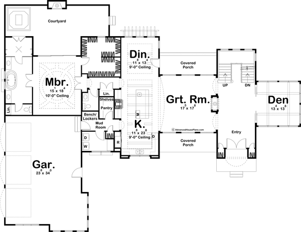 Mediterranean Floor Plan - Main Floor Plan #455-555