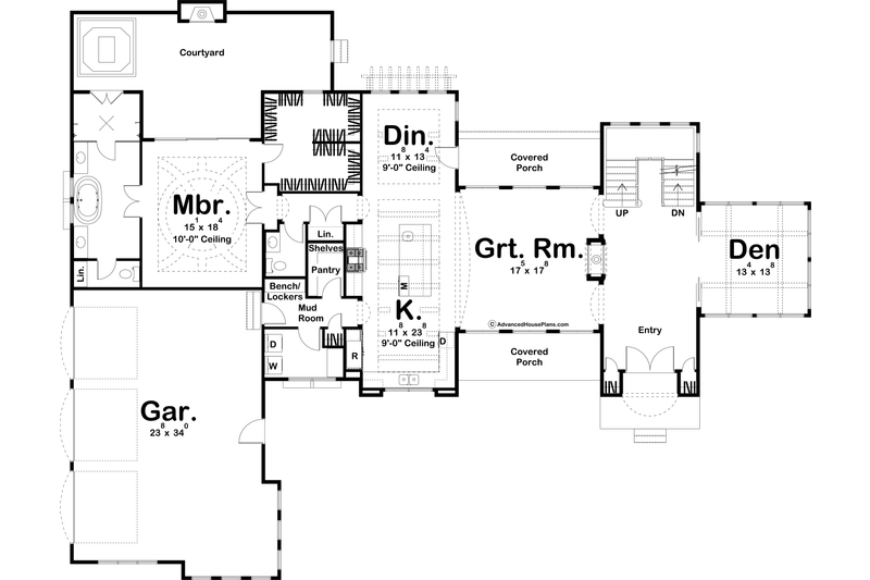 Home Plan - Floor Plan - Main Floor for Mediterranean House Plan #455-555 - 4 bed, 3.5 bath