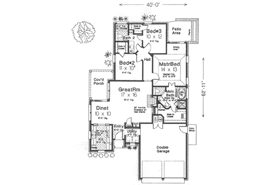 Floor Plan - Main Floor for European House Plan #310-422 - 3 bed, 2 bath