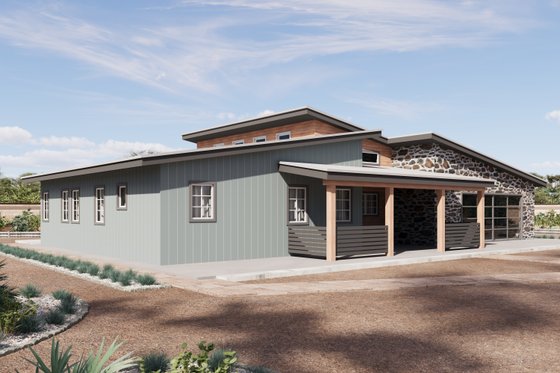 Exterior - Front Elevation 4 for Modern House Plan #1106-179 - 3 bed, 2 bath