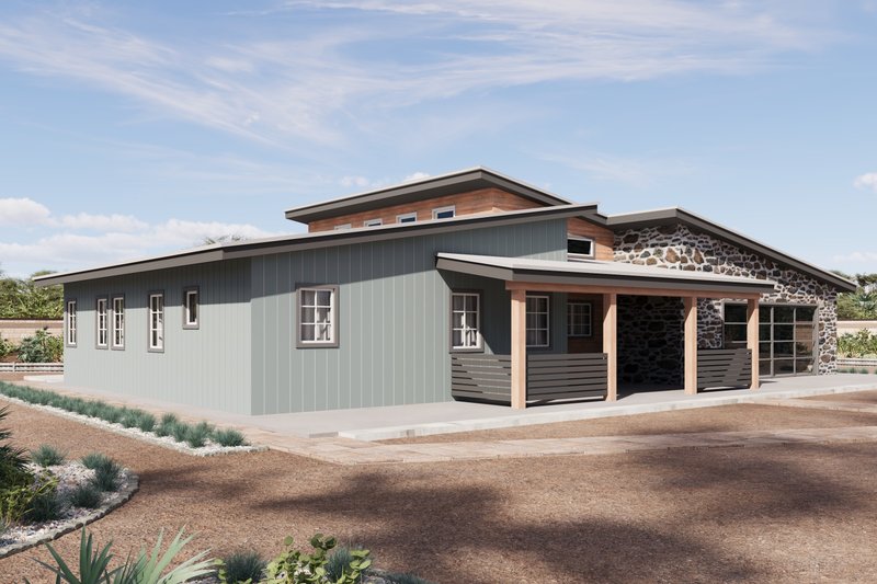 House Design - Exterior - Front Elevation 4 for Modern House Plan #1106-179 - 3 bed, 2 bath