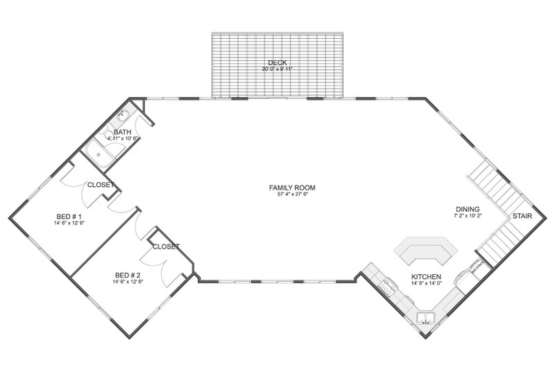 House Design - Floor Plan - Upper Floor for Barndominium House Plan #1060-339 - 2 bed, 1.5 bath