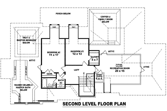 Floor Plan - Upper Floor for European House Plan #81-1239 - 3 bed, 3 bath