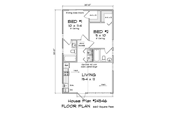 Floor Plan - Main Floor for Cottage House Plan #513-2339 - 2 bed, 2 bath
